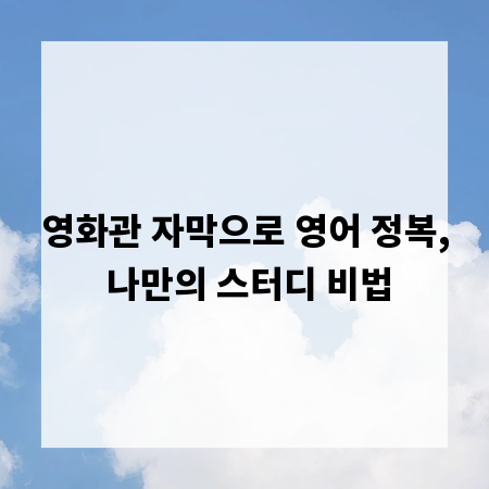 영화관 자막으로 영어 정복, 나만의 스터디 비법