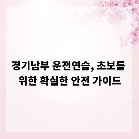 경기남부 운전연습, 초보를 위한 확실한 안전 가이드