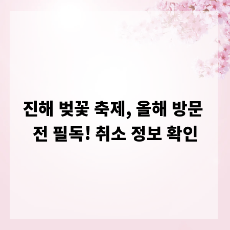 진해 벚꽃 축제, 올해 방문 전 필독! 취소 정보 확인