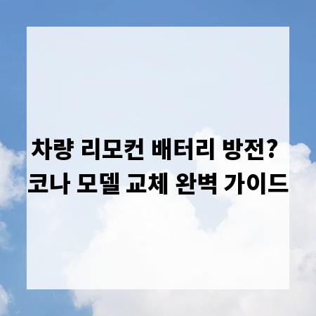 차량 리모컨 배터리 방전? 코나 모델 교체 완벽 가이드