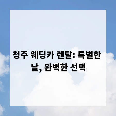청주 웨딩카 렌탈: 특별한 날, 완벽한 선택