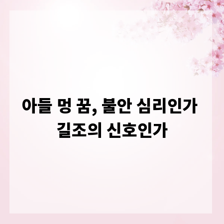 아들 멍 꿈, 불안 심리인가 길조의 신호인가