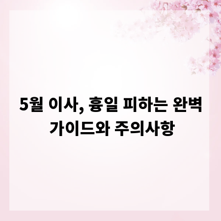 5월 이사, 흉일 피하는 완벽 가이드와 주의사항