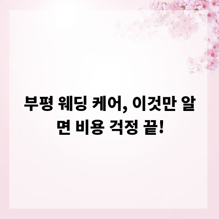 부평 웨딩 케어, 이것만 알면 비용 걱정 끝!
