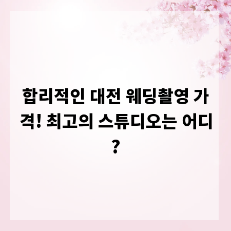 합리적인 대전 웨딩촬영 가격! 최고의 스튜디오는 어디?