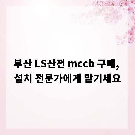 부산 LS산전 mccb 구매, 설치 전문가에게 맡기세요