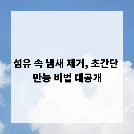 섬유 속 냄새 제거, 초간단 만능 비법 대공개