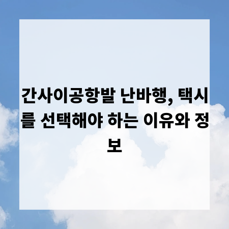 간사이공항발 난바행, 택시를 선택해야 하는 이유와 정보