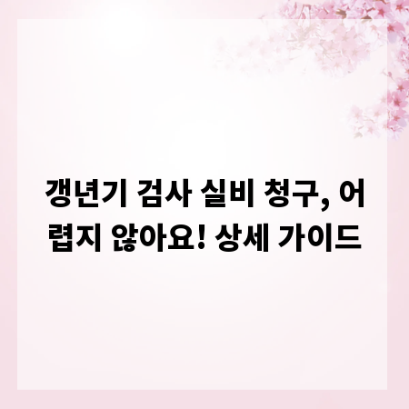 갱년기 검사 실비 청구, 어렵지 않아요! 상세 가이드