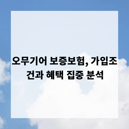 오무기어 보증보험, 가입조건과 혜택 집중 분석