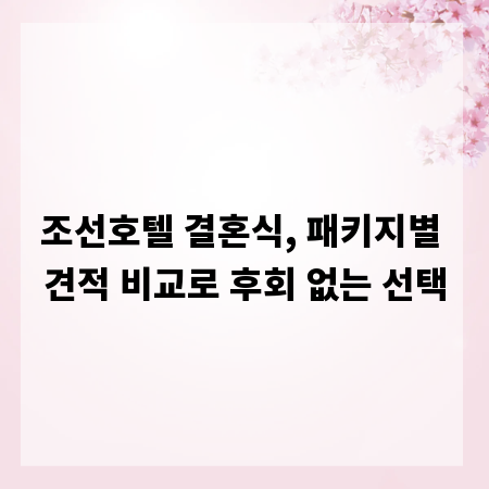 조선호텔 결혼식, 패키지별 견적 비교로 후회 없는 선택
