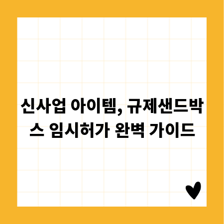 신사업 아이템, 규제샌드박스 임시허가 완벽 가이드
