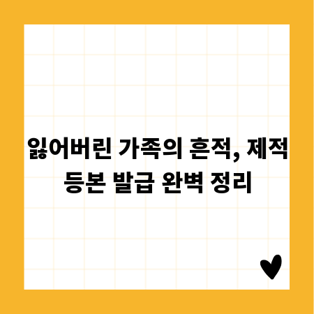 잃어버린 가족의 흔적, 제적등본 발급 완벽 정리