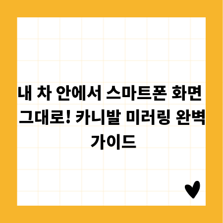 내 차 안에서 스마트폰 화면 그대로! 카니발 미러링 완벽 가이드