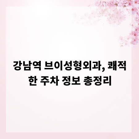 강남역 브이성형외과, 쾌적한 주차 정보 총정리