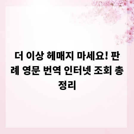 더 이상 헤매지 마세요! 판례 영문 번역 인터넷 조회 총정리