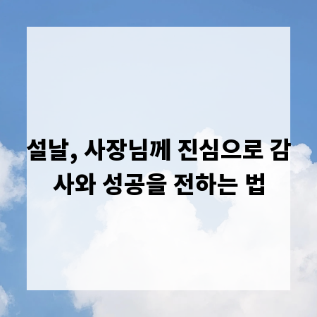 설날, 사장님께 진심으로 감사와 성공을 전하는 법