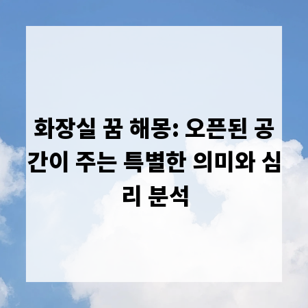 화장실 꿈 해몽: 오픈된 공간이 주는 특별한 의미와 심리 분석