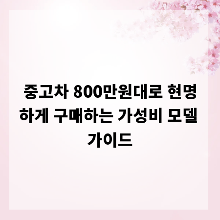 중고차 800만원대로 현명하게 구매하는 가성비 모델 가이드