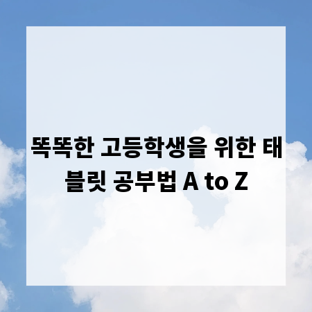 똑똑한 고등학생을 위한 태블릿 공부법 A to Z