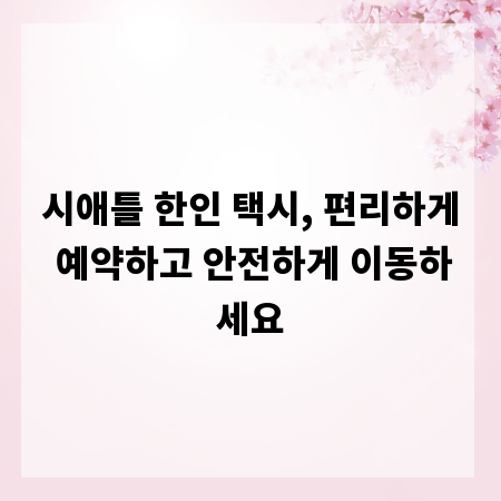 시애틀 한인 택시, 편리하게 예약하고 안전하게 이동하세요