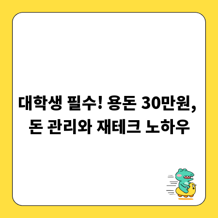 대학생 필수! 용돈 30만원, 돈 관리와 재테크 노하우