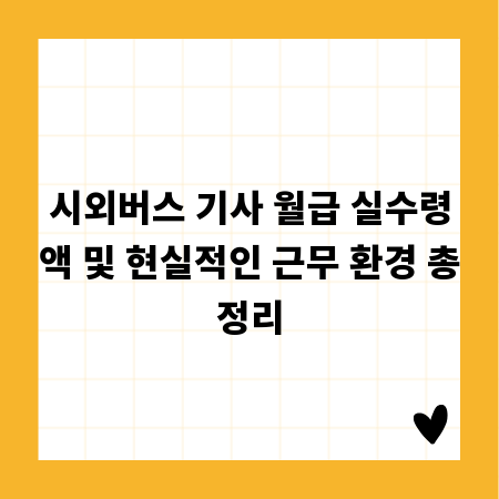 시외버스 기사 월급 실수령액 및 현실적인 근무 환경 총정리