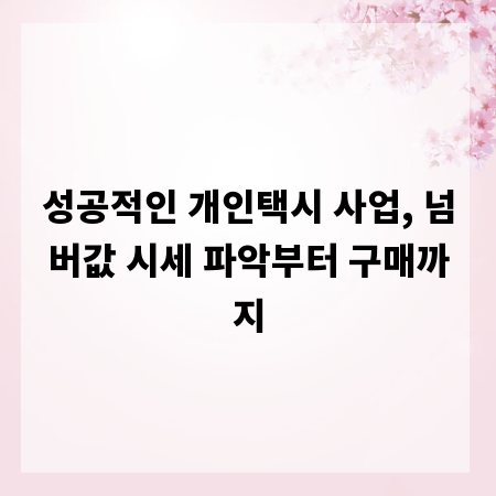 성공적인 개인택시 사업, 넘버값 시세 파악부터 구매까지