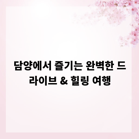 담양에서 즐기는 완벽한 드라이브 & 힐링 여행