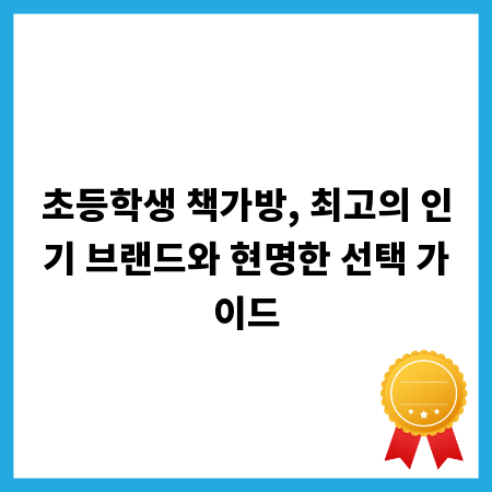 초등학생 책가방, 최고의 인기 브랜드와 현명한 선택 가이드