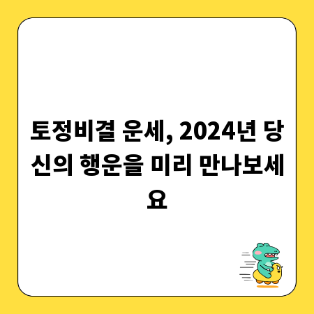 토정비결 운세, 2024년 당신의 행운을 미리 만나보세요