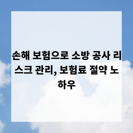 손해 보험으로 소방 공사 리스크 관리, 보험료 절약 노하우