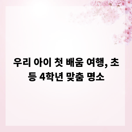 우리 아이 첫 배움 여행, 초등 4학년 맞춤 명소