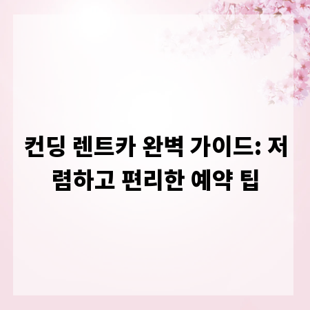 컨딩 렌트카 완벽 가이드: 저렴하고 편리한 예약 팁