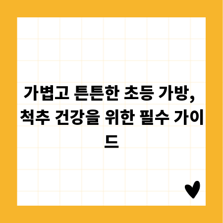 가볍고 튼튼한 초등 가방, 척추 건강을 위한 필수 가이드