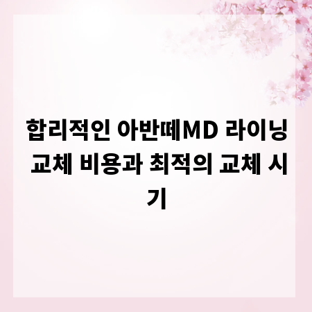 합리적인 아반떼MD 라이닝 교체 비용과 최적의 교체 시기