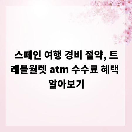 스페인 여행 경비 절약, 트래블월렛 atm 수수료 혜택 알아보기