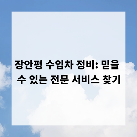 장안평 수입차 정비: 믿을 수 있는 전문 서비스 찾기