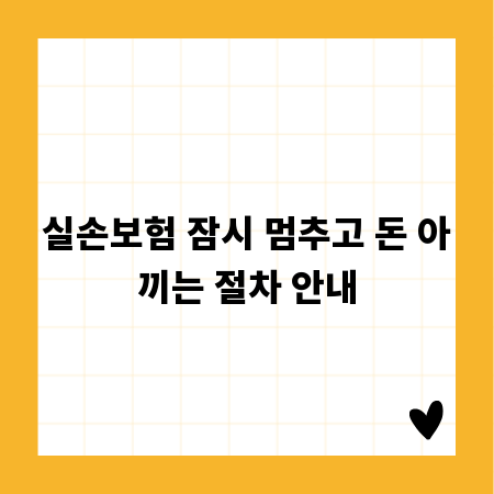 실손보험 잠시 멈추고 돈 아끼는 절차 안내