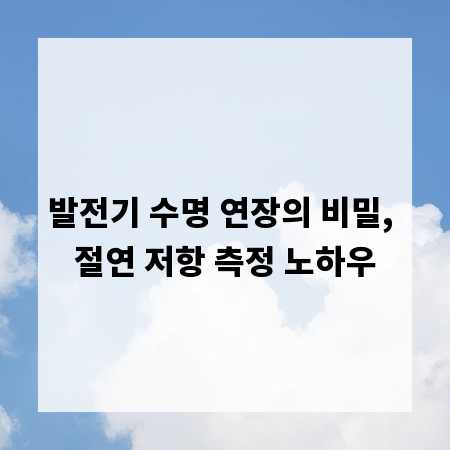 발전기 수명 연장의 비밀, 절연 저항 측정 노하우