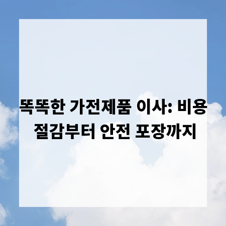 똑똑한 가전제품 이사: 비용 절감부터 안전 포장까지