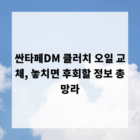 싼타페DM 클러치 오일 교체, 놓치면 후회할 정보 총망라