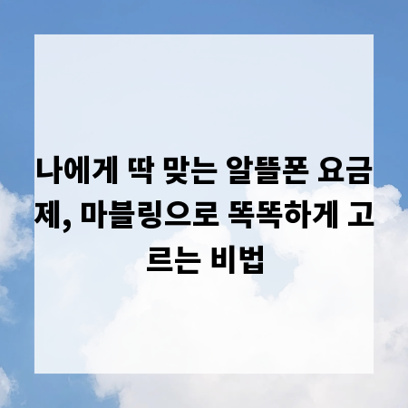나에게 딱 맞는 알뜰폰 요금제, 마블링으로 똑똑하게 고르는 비법