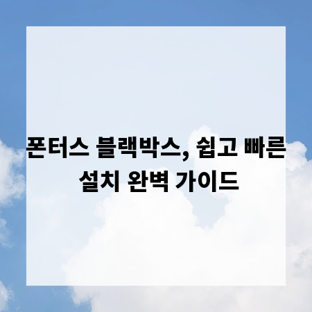 폰터스 블랙박스, 쉽고 빠른 설치 완벽 가이드