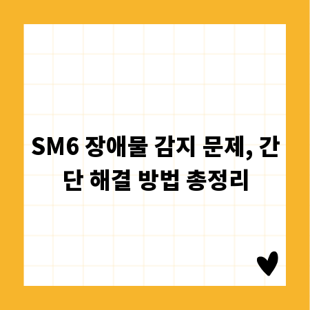 SM6 장애물 감지 문제, 간단 해결 방법 총정리