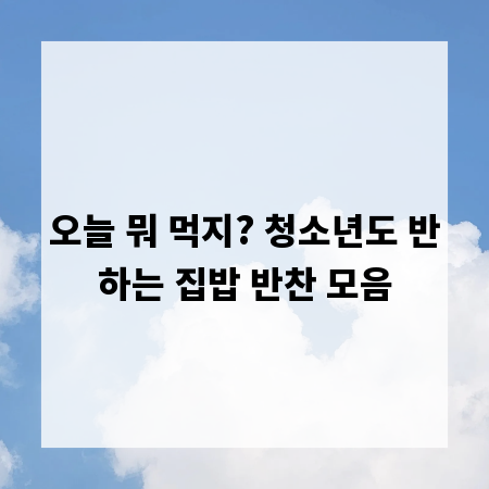 오늘 뭐 먹지? 청소년도 반하는 집밥 반찬 모음