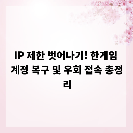 IP 제한 벗어나기! 한게임 계정 복구 및 우회 접속 총정리
