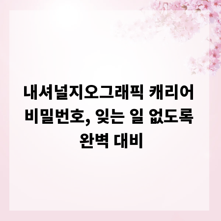 내셔널지오그래픽 캐리어 비밀번호, 잊는 일 없도록 완벽 대비