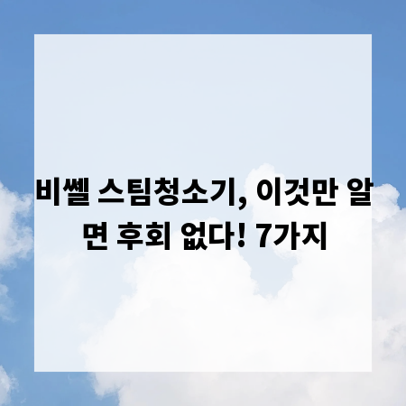 비쎌 스팀청소기, 이것만 알면 후회 없다! 7가지