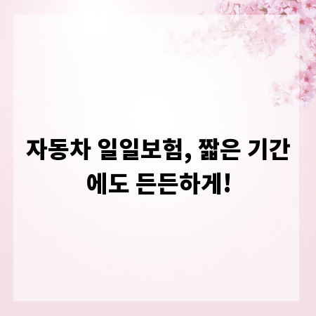 자동차 일일보험, 짧은 기간에도 든든하게!